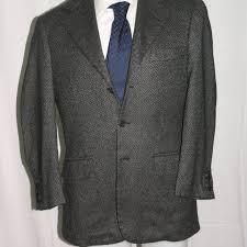 Edgar Pomeroy Custom Gray Birdseye Flannel Three Roll Two Blazer 42R