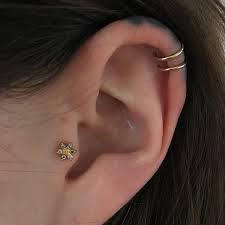 cz mini sunflower cartilage earring 16g 18g 20g tragus earring dainty flower barbell helix daith conch earring tiny flower tragus earring diamond earrings studs round ear jewelry cartilage earrings