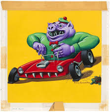 Ray Gaedke Road Hog 12x12 1 8 Artboard Has Original Mixed Media Art Depicting The Main Box Lid Art For Lindberg Mo Original Mixed Media Art Art Monster Art