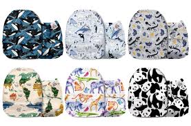 Mama Koala One Size Baby Washable Reusable Pocket Cloth Diapers 6 Pack With 6 One Size Microfiber Inserts Travel Friends