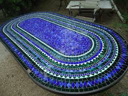 Mosaiktisch Blau Oval Glasmosaik Mosaiktisch Mosaik Glasmosaik