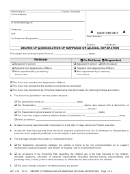 Denver county divorce records are legal documents relating to a couple's divorce in denver county, colorado. Form Jdf1116 Download Printable Pdf Or Fill Online Decree Of Dissolution Of Marriage Or Legal Separation Colorado Templateroller