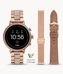 Fossil gen 5 carlyle stainless steel touchscreen smartwatch with speaker, heart rate, gps, contactless payments, and smartphone notifications. Gen 4 Smartwatch Venture Hr Rose Gold Tone Stainless Steel Interchangeable Strap Box Set Ftw6021set Fossil