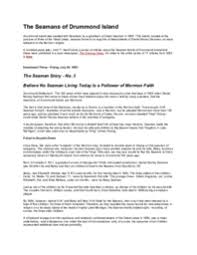 Seaman Story Installment 03: Believe No Seaman Living Today Is a Follower  of Mormon Faith