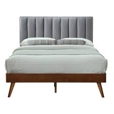 Get 5% in rewards with club o! Neville King Size Bed In Gray Headboard With Ash Veener Walnut Finish Bed Frame Lux K8191 Gry