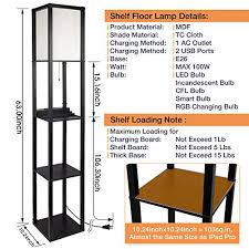Brushed nickel touch control desk lamp with charging outlet and usb port. Black 2 3 In 1 Shelf Floor Lamp With 2 Usb Charging Ports Electric Outlet Simple Design Modern Standing Lamp With Shelves And Soft Diffused Uplight Floor Lamps Office Products Semo Es