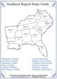 4th Grade Social Studies Southeast Region Study Guide 4th Grade Social Studies History Worksheets States And Capitals