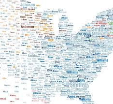 Most common last names that start with t : A Map Of The Most Common Surnames In The Us Popular Last Names Names Character Names