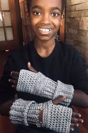 Hello Crochet Friends! I crocheted these fingerless gloves for mom this  morning. Right now the cuffs are folded but they're meant for her to wear  them down if her arms get cold.