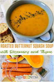 Roasted Butternut Squash Soup With Rosemary And Thyme Video Recipe Video Vegan Dinner Recipes Romantic Dinner Recipes Butternut Squash Soup