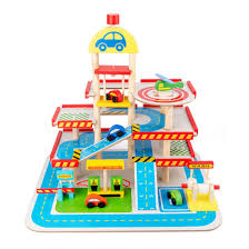 China Wooden Parking Lot Toy With Mini Cars Helicopters Car Wash Gas Station For Kids 2 Years Up Educational Three Story Model Car Park For Baby Boys Girls Toddlers China Toy And