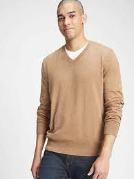 Gap Men S V Neck Sweater Size Xxl Nwt Camel Heather Brown Cotton Pullover 2xl Ls Ebay