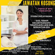 Sekiranya anda, seorang warganegara malaysia yang cukup syarat kelayakan dan berumur tidak kurang daripada 18 tahun. Jawatan Kosong Sebagai Terapis Spa Hijab Station Beauty Facebook