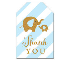 Simply print, cut and place onto your thank you gifts that you will be giving to your guests. Free Printable Thank You Tags Blue Gold Glitter Elephant Favor Tags Baby Shower Instant Download Instant Download Printables
