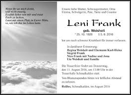 Gedenkseite Von Leni Frank Spruche Traueranzeige Traueranzeigen Todesanzeigen Spruche