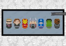Pattern measures 57 by 40 stitches and does not include fabric or floss. The Avengers Digital Cross Stitch Pattern