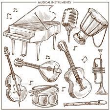 musical instruments vector sketch icons collection musical instruments drawing sketch icon music drawings