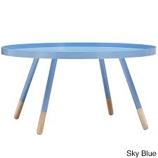 Inspire Q Marcella Paintdipped Round Spindle Tray Top Coffee Table Modern Blue Blue Finish You Can Cheap Coffee Table Blue Coffee Tables Cool Coffee Tables