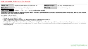 internal audit manager job letter &