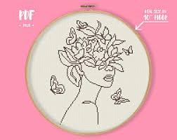 Counted cross stitch outline patterns. Cross Stitch Outline Etsy