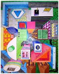 Birds Eye View Drawing Of A Bedroom For Kids One Point Perspective Bird S Eye View Art Education Projects School Art Projects Middle School Art Projects