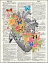 Hearts with Flowers - Dictionary Art Print — Fresh Prints of CT