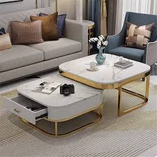Two cutout handles on sides for easy transport. Bjzxz Nesting Table Marble Coffee Table With Drawer Square Tea Table Combination Living Living Room Side Table Table Decor Living Room Center Table Living Room