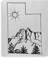 Pen Sketch Of The Outline Of The State Of Utah With The Wasatch Mountain Range Also Buy This Artwork On Wall Prints Stickers Art Wall Art Prints Drawings