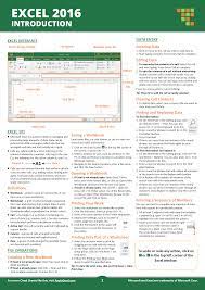 The Excel 2016 Introduction Cheat Sheet Will Teach You The Basic Of Excel 2016 Including How To Create And Save A Workboo Excel Cheat Sheets Excel Cheat Sheet