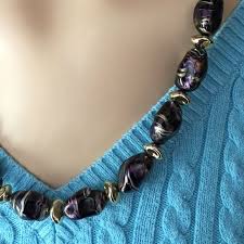 Purple Gold Chunky Necklace Chunky Necklace Purple Gold Purple