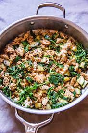Zucchini And Ground Turkey Skillet With Spinach And Ginger An Easy Paleo Ground Turkey Recipes Healthy Paleo Turkey Recipes Ground Turkey Dinners