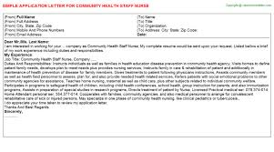 Simple application letter for staff nurse. Community Health Staff Nurse Application Letter
