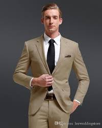 Custom Made Mens Suits Light Brown Casual Business Blazer Handsome Wedding Suits Groomsman Dress Suits Best Man Terno Jacket Pants Prom Tuxedos 2015 Tailcoats F Slim Fit Groom Suit Wedding Suits Men