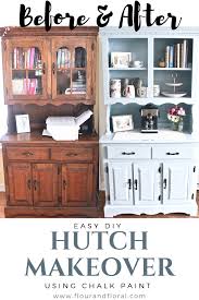 Annie sloan chalk paint in graphite, distressed the edges and added a coat of poly. The Easiest Ever Diy Hutch Makeover Using Chalk Paint