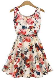 Stylish Scoop Collar Sleeveless Floral Print A Line Chiffon Dress For Women Casual Dress Outfits Fashion Summer Dresses For Women