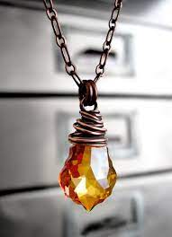 Amber Orange Crystal Pendant Necklace Rust Orange Etsy Vintage Style Jewellery Orange Crystals Crystal Necklace Pendant