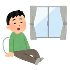 室内でリラックスする人のイラスト（男性） | かわいいフリー素材集 ...