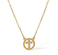 Women's Titanium Stainless Steel Cross Pendant Necklace, Gold-Plated Circle  with Crystal Accents – Elegant Religious Jewelry for Everyday and Special  ...