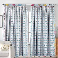 Petpany Blackout Curtains Educational Chart With Blue Numbers On Colorful Stars Background Calculation Math Counting Multicolor Rod Pocket Drapes
