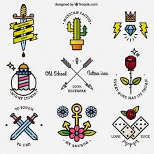 Our temporary tattoos look real, last long & are the most realistic in the market. Free Vector Colorful Tattoo Icons