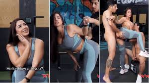 Hot lady trainer banged hard in a threesome while showing workout
