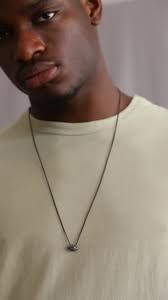 Evil Eye Necklace Men Silver Black Diamond