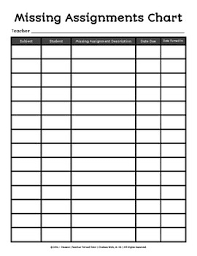 Missing Assignment Chart Teacher Version