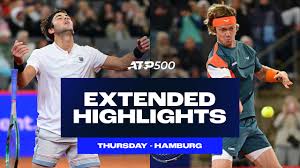 Andrey Rublev tennis match in action