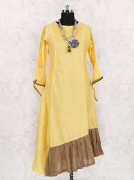 Yellow Color Cotton Fabric Designer Kurti Simple Kurti Designs Designer Kurti Patterns Long Kurti Designs
