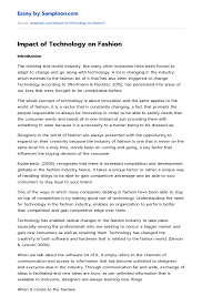 Cover letter inventory clerk, custom dissertation introduction ghostwriting websites usa, a comparison essay ideas. Impact Of Technology On Fashion Free Essay Sample On Samploon Com