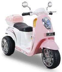 Barbie scooter moped pink motorbike with puppy dog in carrier frp56 new in box. Kids Ride On Scooter Bike 3 Wheel Motorbike 6v Battery With Music Light Pink Contemporary Kids Toys And Games By Onebigoutlet Houzz