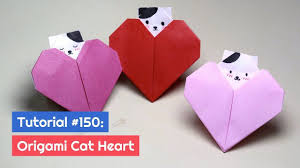Diy Origami Cat Heart The Idea King Tutorial 150 In 2020 Origami Cat Diy Origami Origami
