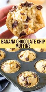 Banana Chocolate Chip Muffins Recipe In 2020 Banana Chocolate Chip Muffins Banana Chocolate Chip Chocolate Chip Recipes