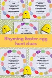 Indoor Easter Egg Hunts Free Clue Printables For All Ages Easter Egg Hunt Clues Egg Hunt Easter Egg Hunt